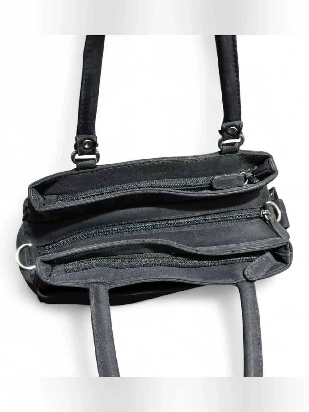Y2K Vintage Black Double-Pocket Small Top Handle Handbag Purse